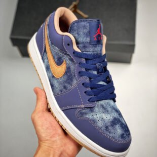 Air Jordan 1 Low ” Denim” Midnight Navy/University Red-White-Hemp