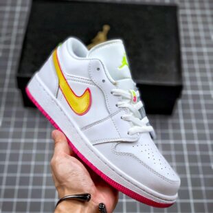 Air Jordan 1 Low GS White Yellow Pink CV4610-100