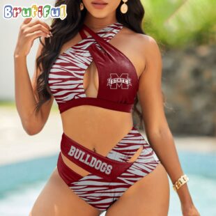 Mississippi State Bulldogs Zebra Women Bikini Set Sporty Bikini Sets