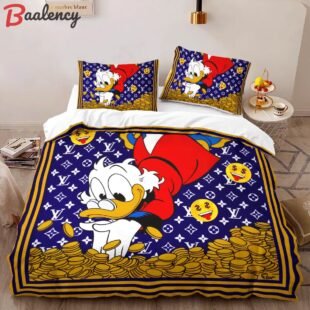 Louis vuitton donald limited edition luxury brand bedding sets bedspread duvet cover set, bedroom decor , thanksgiving decorations for home best luxury bed sets gift thankgivings and christmas Bedding Sets