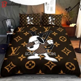 Louis vuitton dabbing snoopy luxury brand bedding set bedspread duvet cover set home decorations Bedding Sets