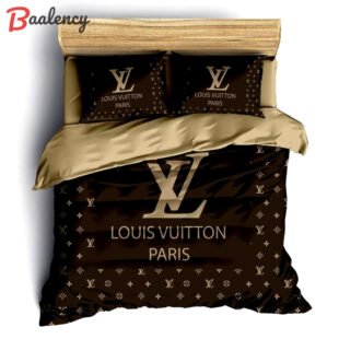 Louis vuitton brown luxury brand bedding set for bedroom luxury bedspread duvet cover set with pillowcases home decoration Bedding Sets