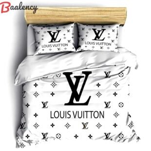 Louis vuitton white luxury brand high-end bedding sets lv, bedroom decor , thanksgiving decorations for home best luxury bed sets gift thankgivings and christmas Bedding Sets