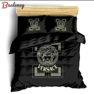 Versace medusa pattern black luxury brand premium bedding set duvet cover home decor Bedding Sets