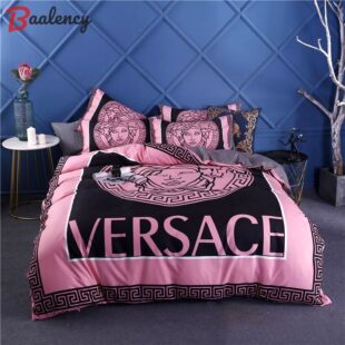 Versace pinky fashion logo luxury brand  Bedding Sets home decor sheets bedspread Bedroom ideas blankets bed linen duvet covers bedclothes