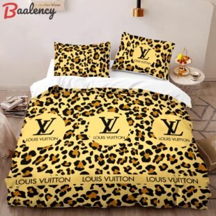 Louis vuitton yellow limited edition luxury brand bedding sets bedspread duvet cover set, bedroom decor , thanksgiving decorations for home best luxury bed sets gift thankgivings and christmas Bedding Sets