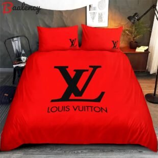 Louis vuitton red luxury brand high-end bedding set lv home decor ht Bedding Sets